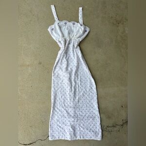 handmade summer white and purple floral flowy dress